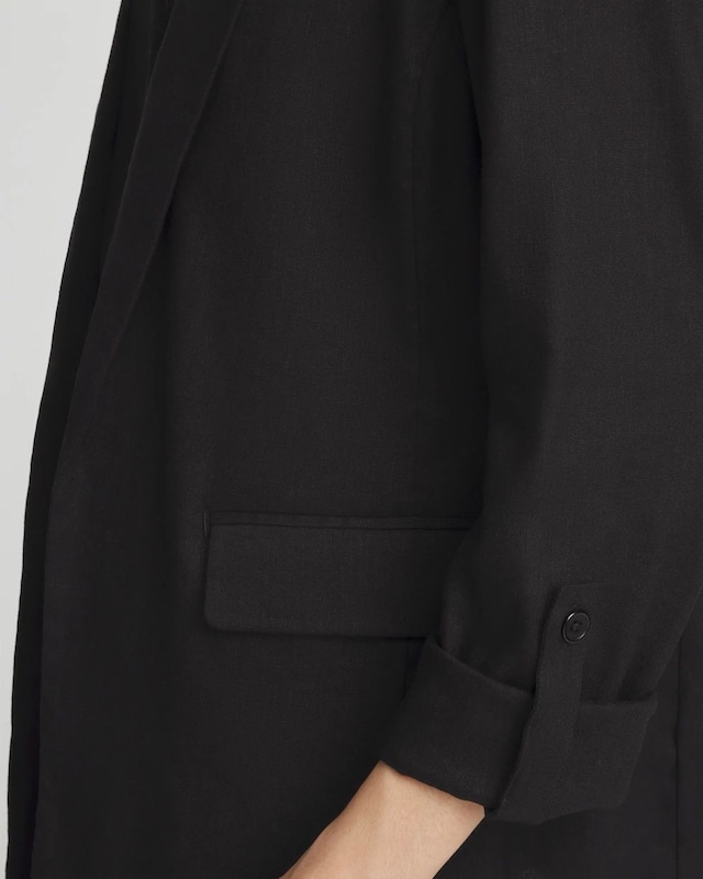 Linen Blend Stretch Roll Tab Blazer - image 4